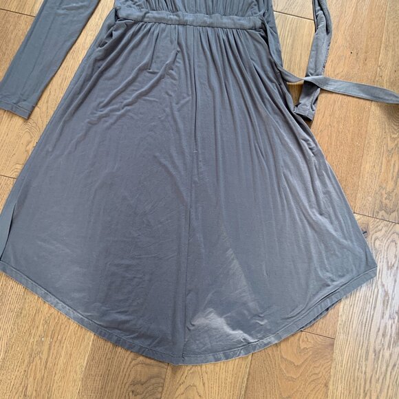 Women's Theory Lightweight Belted Long Sleeve Midi Dress Khaki Grey Size S - Picture 10 of 11